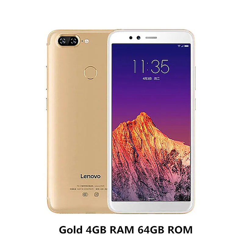 4GB 64GB Gold Смартфон lenovo S5 K520 с глобальной версией, 4 ГБ, 64 ГБ, 5,7 дюйма, 18:9 мобильный телефон, Восьмиядерный процессор Snapdragon 625, двойная задняя камера, отпечаток пальца - Цвет: 4GB 64GB Gold