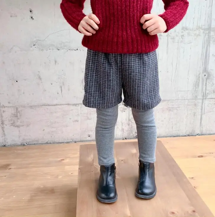 plaid Зима, модные штаны с флисовой подкладкой для маленьких девочек, клетчатые штаны с фальш-вставкой, Детские теплые Универсальные повседневные брюки - Цвет: plaid