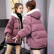 Winter coat women 2022 fashion pregnancy winter short warm cotton thick coat hooded solid color maternity coat