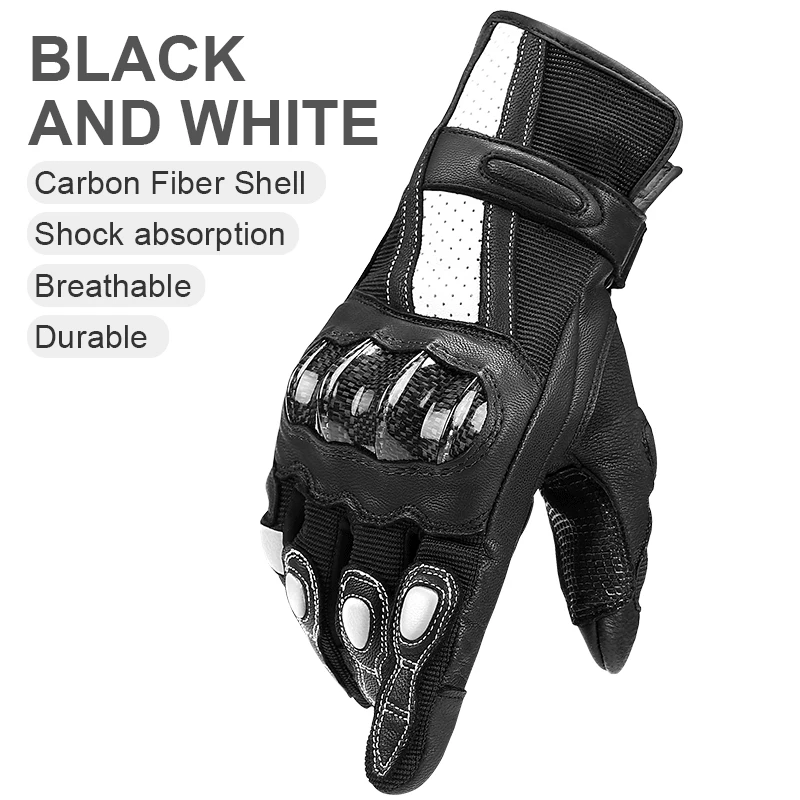INBIKE перчатки из углеродного волокна для мотоцикла противоскользящие гоночные защитные перчатки Экипировка кулак для мужчин и женщин амортизация мотора перчатки - Цвет: Black and White