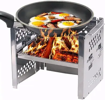 

Mini Stainless Steel Barbecue Frame Folding Stainless Steel Wood Burning Portable Camping
