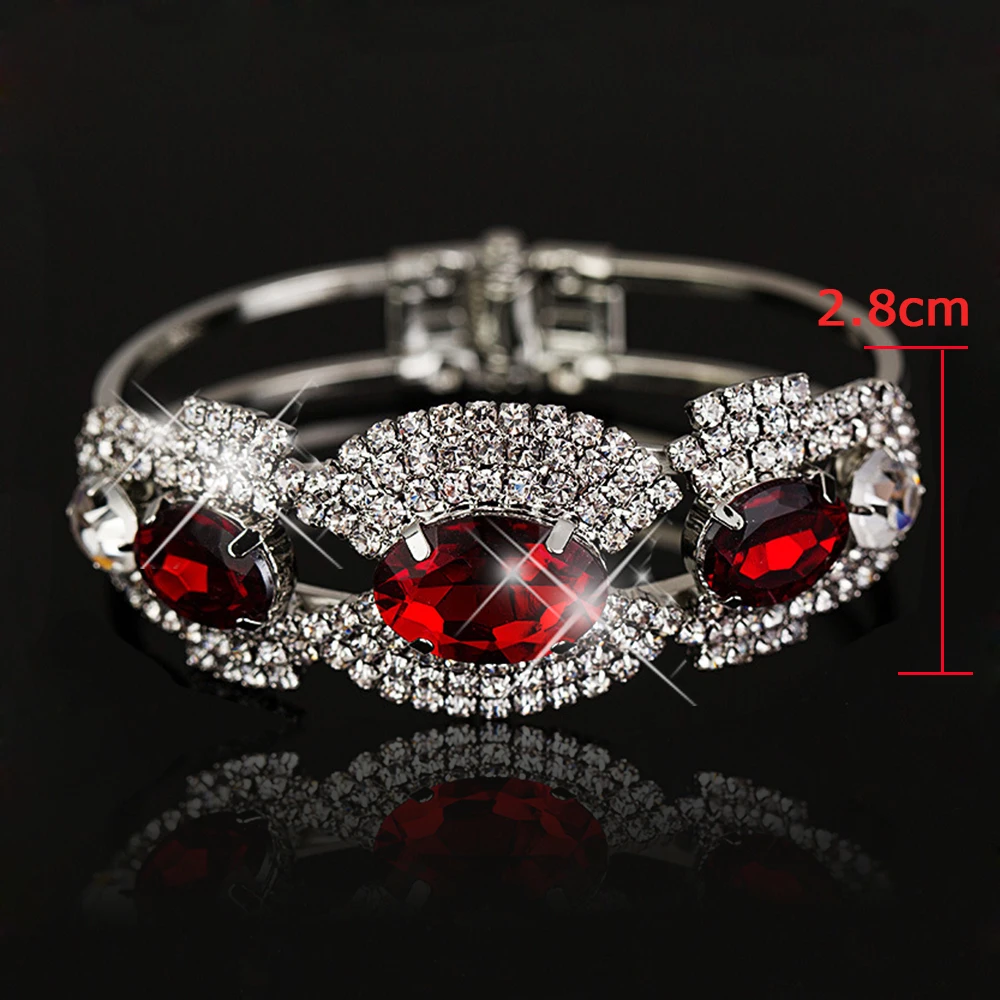 Crystal Bracelet Women Wedding Full Shiny Rhinestone Bride Love Charm Link Chain Jewelry