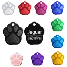 Shimmer Paw Pet Dog ID бирка Персонализированная индивидуальная гравировка ярлыки в форме кота домашних животных имя телефона номер таблички блеск ID бирка для щенка