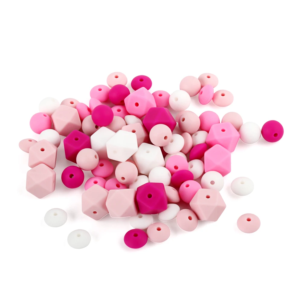 20Pcs Siliocne Lentil Beads 12MM Round Beads 14MM Hexagon Baby Teething Beads BPA Free DIY Pacifier Chain Necklace Accessory 2