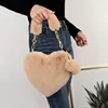 Faux Fur Winter Women Handbags Cute Plush Ladies Heart Shaped Shoulder Bag Cute Female Clutch Purse Love Handbags Messenger Bag ► Photo 2/6