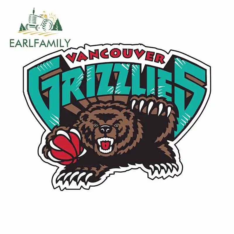 

EARLFAMILY 13cm x 9.8cm for Vancouver Grizzlies Basketball Logo Cartoon Car Sticker Vinyl JDM Bumper Trunk Truck Car Accessories