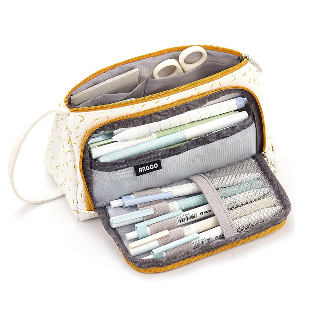 

Pencil Bag Stationery Makeup Gift Multifunctional Canvas Holder Colored Portable Pouch Student Big Capacity School Office