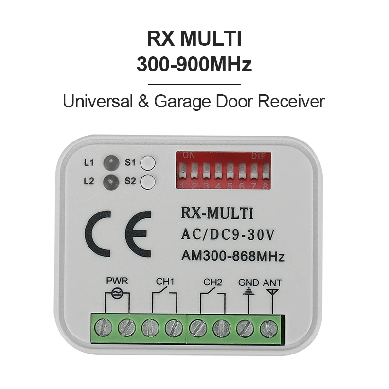 3x Universal receiver AC DC 9-30V 2 Channel RX MULTI 300-868 MHz garage receiver 