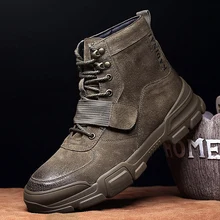 Зимние ботинки наивысшего качества; Мужская обувь из натуральной кожи для прогулок; мужская повседневная обувь для отдыха; противоскользящая уличная Армейская Обувь