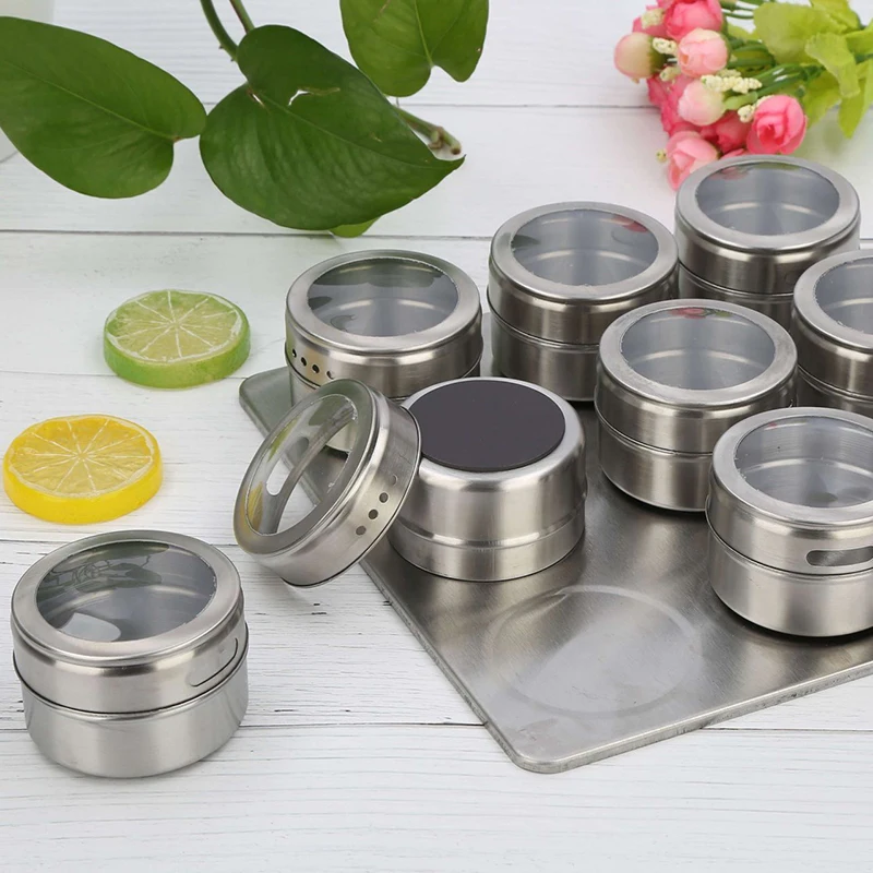 Кухонные инструменты Магнитные Банки для специй из нержавеющей стали Набор