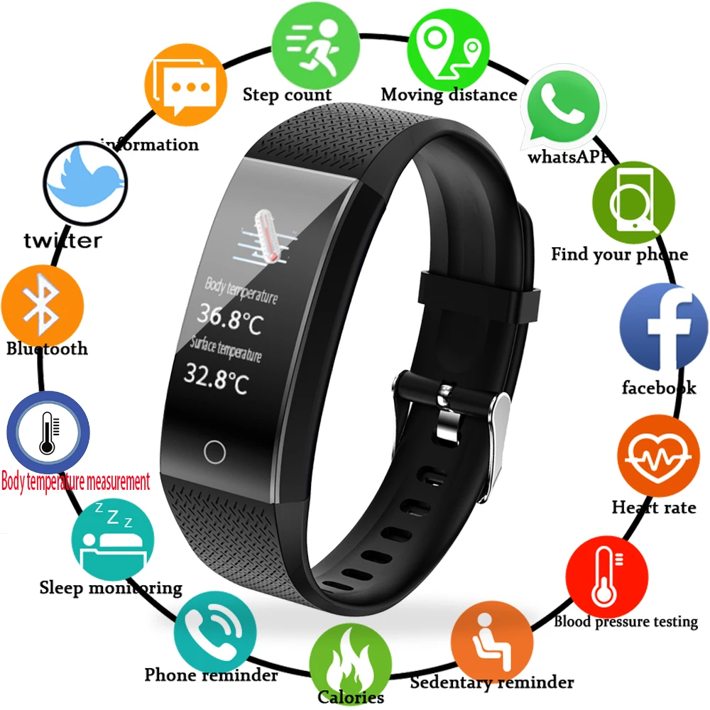 Us 17 09 81 Off Lige 2020 New Smart Watch Men Women Body Temperature Heart Rate Blood Pressure Measurement Ip68 Waterproof Sport