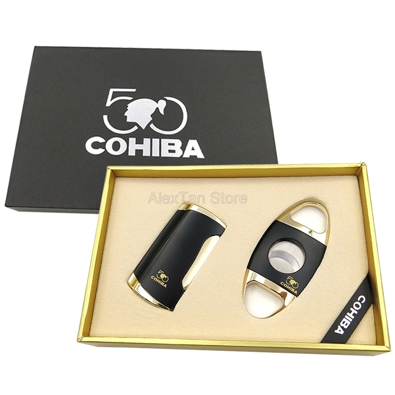 COHIBA креативный 50-й юбилей сигары для сигарет; защита от ветра зажигалка 2 фонарь Jet Limited зажигалки резак Бизнес Подарочный набор