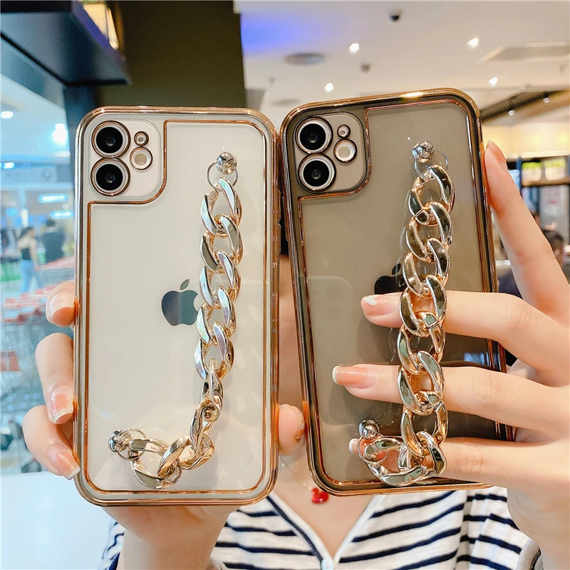 Роскошный чехол для телефона с золотым браслетом Для iphone 13 12 11 pro max X XS XR 7 8 Plus SE 2020