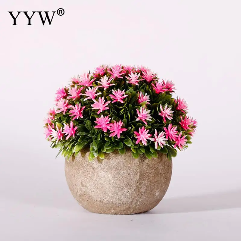 Artificial Plants Flower Bonsai Small Tree Pot Plants Fake Flowers Potted Ornaments For Home Decoration Hotel Garden Table Decor - Цвет: pink