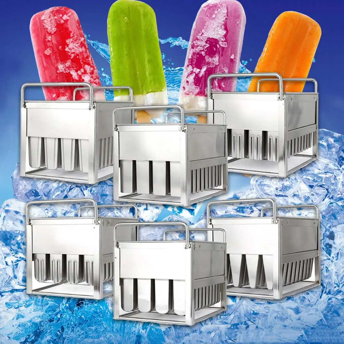 

6 Style Stainless Steel Frozens 40pcs Ice Lolly Popsicle Molds Ice Cream Stick Holder Summer Home DIY Cream Round Flat Mould