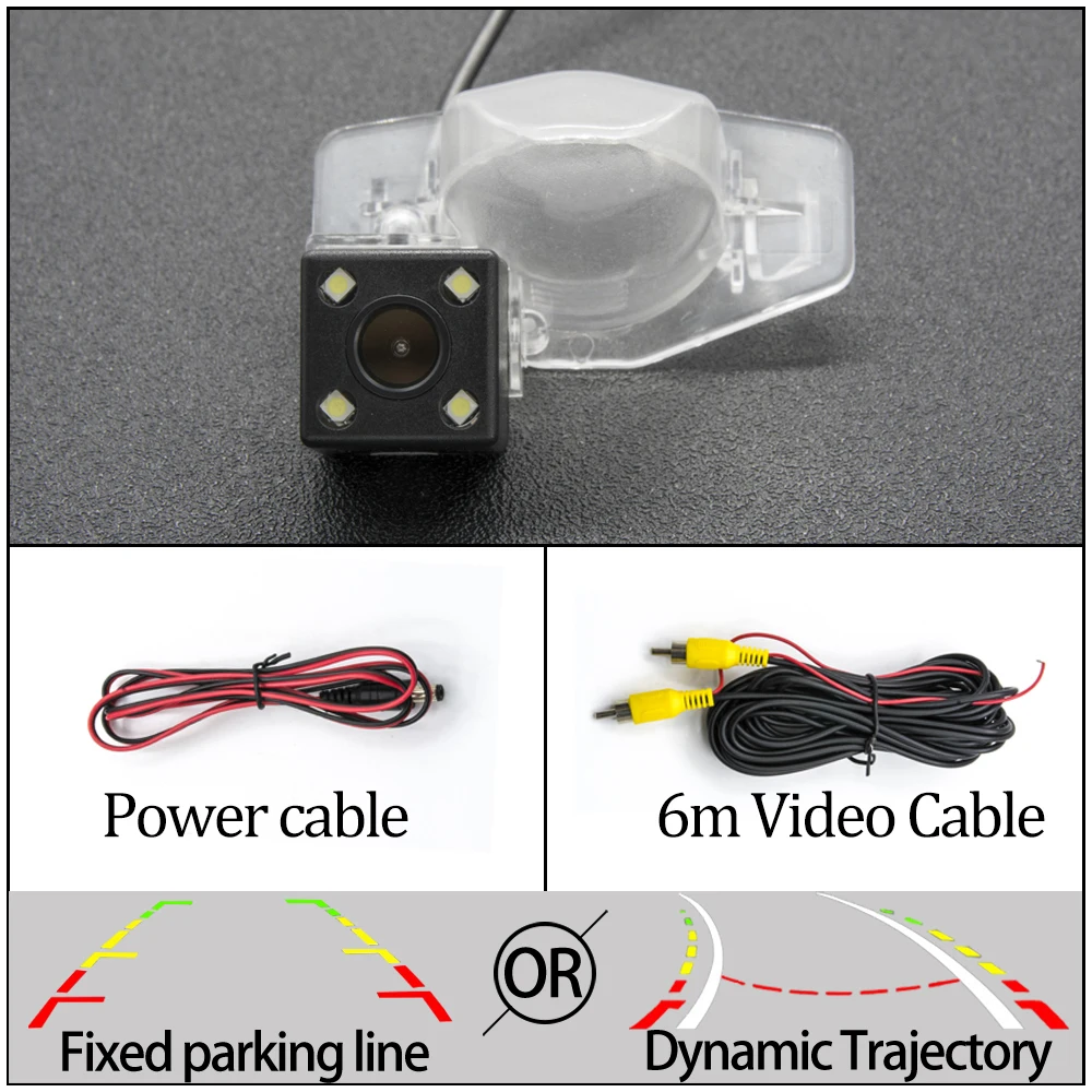 Фиксированная или динамическая траектория Автомобильная камера заднего вида для Honda Fit CRV Fit jazz Odyssey Accord Crosstour принадлежности для парковки автомобиля - Название цвета: 4LED Camera Only