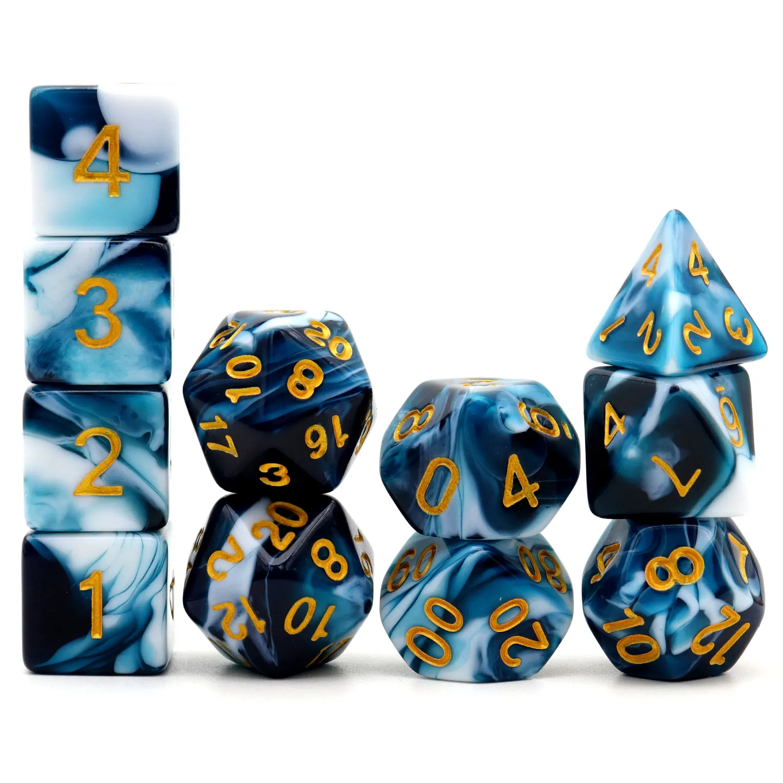 

Haxtec 11PCS DND Dice Set Extra D6 D20 Polyhedral D&D Dice for Roleplaying Dice Games-Teal White Gemini Dice