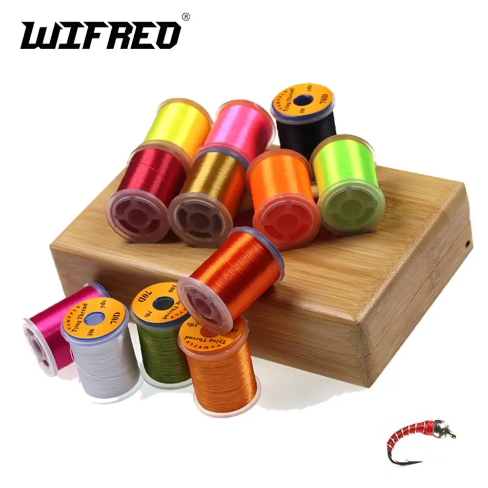 Wifreo 12 Pz/Set Colore Della Miscela 70D Fly Legare Filo Per Midge Ninfa Piccole Mosche Secche Che Legano Materiale Trota Pesca A Mosca Che Lega Line