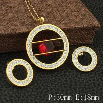 

Round 2 Styles 4 Colors Stainless Steel Jewelry Necklace Stud Earrings Sets Supernova Sales for Women SEDZCOBD