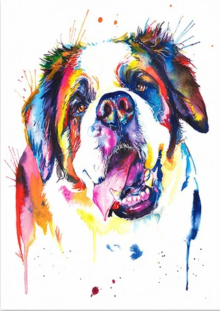 Colorful Animal Dog Canvas Painting French Bulldog Labrador St