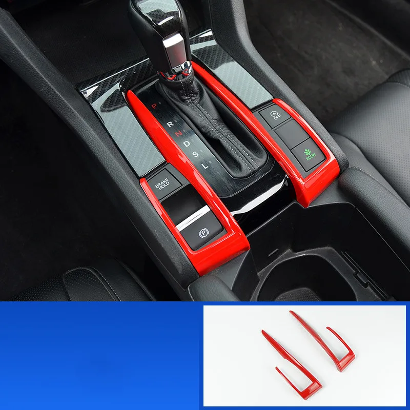 2 шт. для Honda Civic 10th ABS Красный интерьер Шестерни переключения Панель рамка крышка наклейки накладка наклейка shell