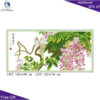 

Joy Sunday Chinese Lucky Birds and Flowers Home Decor H827 Counted Stamped Ziqi Donglai Bring Lucky And Wealth Cross Stitch Kits