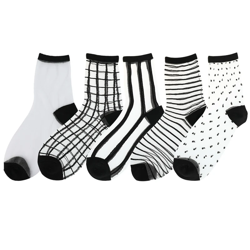 

Women Ladies Socks Fashion Sheer Mesh Glass Silk Socks Ultrathin Transparent Crystal Lace Fabulous Elastic Summer Ankle Sock