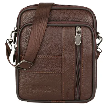 

Fashion Crossbody Bags For Men Leather Solid Color Zipper Waist Pack Male Casual Messenger Bag Business Bag Large Purse Handbag