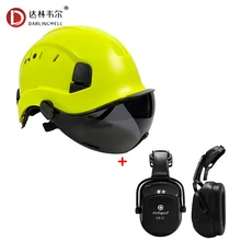 Sicherheit Helm mit Dark Visier und Ohrenschützer Kit Harte Hut für Outdoor Klettern Industrielle Schutz Rettungs Cave exploration