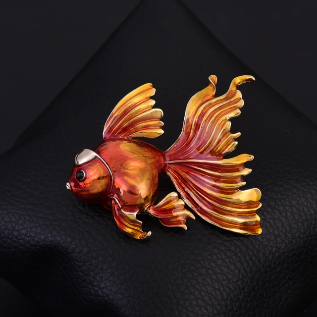 Fashion Gold FIsh Brooch Woman Men's Animal Red Fish Corsage Coat Pin Buckle Sweater Badge Brooches Accessories Red