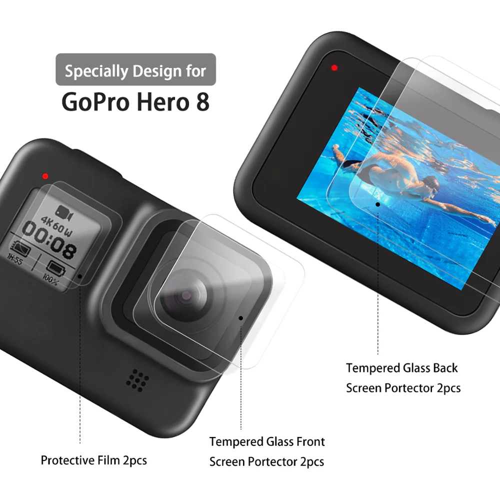 Защитное стекло для объектива Gopro hero 8 6 шт. ультратонкое закаленное высокой