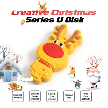 

Creative Christmas Series U Disk Portable USB 2.0 High-speed Transmission U Disk Christmas Deer 128GB 32GB 64GB U disk drive