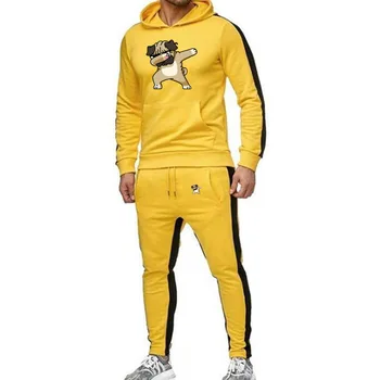 

Brand Men's Sets Covering face dog print Hip Hop streetwear Casual Clothing suit sports male jogging Sportswear Pant Men Set