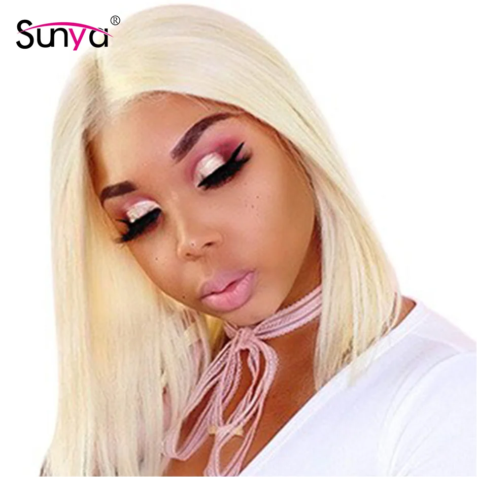 

Sunya Hair 613 Blonde Lace Front Human Hair Wigs Indian Straight Lace Front Wig For Women 13X4 Remy Hair Lace Front Wig Full End