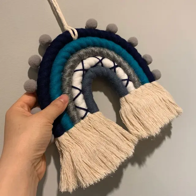 Macrame Rainbow Chic Wall Hanging Wall Decor Boho Hand-woven Tapestry Home Decor 5