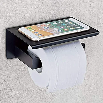 

Toilet Paper Holders with Phone Shelf Bathroom Accessories Decor SUS 304 Stainless Steel Wall Mounted Paper Towel Holder