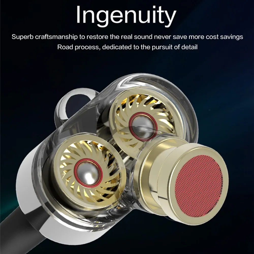 QKZ DM8 Earphones In ear Dual Unit Earphones HiFi Subwoofer Earphones for iPhone Samsung Mobile Phone Tablet MP3 Player