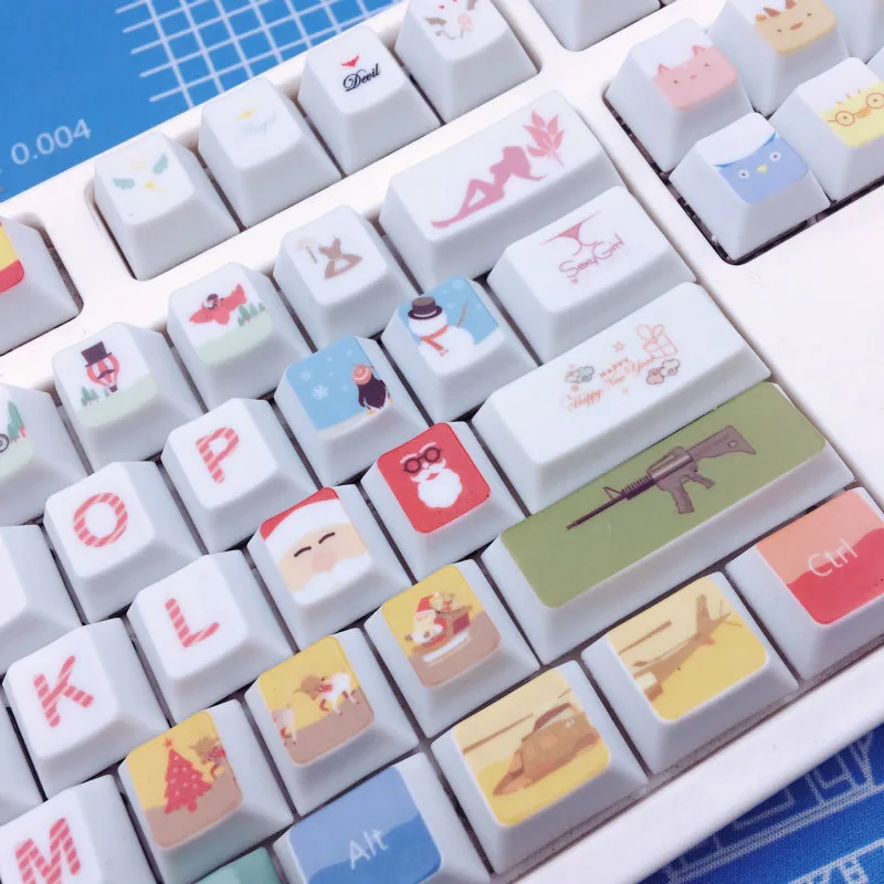 Все страны Рождество PBT сублимации Keycap оригинальная высота механическая клавиатура, посвященная вишневого цвета маленькая Пчелка