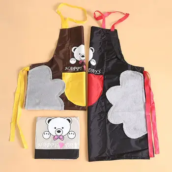 

Apron Wiping Hand Waterproof Stained Home Kitchen Anti-pollution Cooking Waist Korean Creative Bear Hangin Neck Wipe Towel Apron