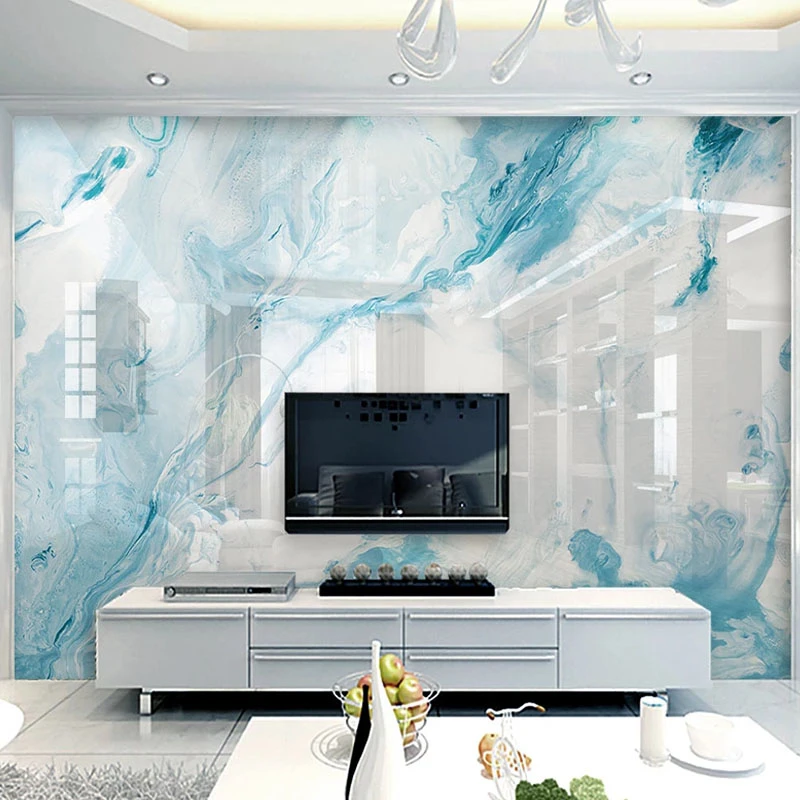 3D Marble Abstract Blue Self-adhesive Removable Wallpaper Murals Wall Sticker323
