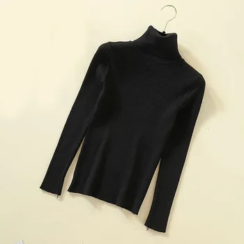 

2020 Turtleneck Women's Knit Pullover Sweater Fashion Autumn Winter Soft Pullover Long Sleeve Girl