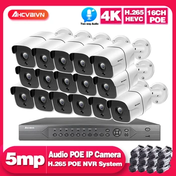 

4K POE NVR Surveillance System 5.0MP IP Security Camera CCTV POE 16CH NVR Kit Video Surveillance IOS Android Remote Viewing