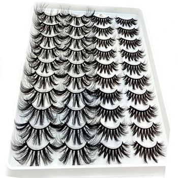 

20 Pairs 5D Mink Hair False Eyelashes Extension Wispies Fluffy Thick Long Multilayers Eye Lashes Handmade Eye Beauty Makeup Tool