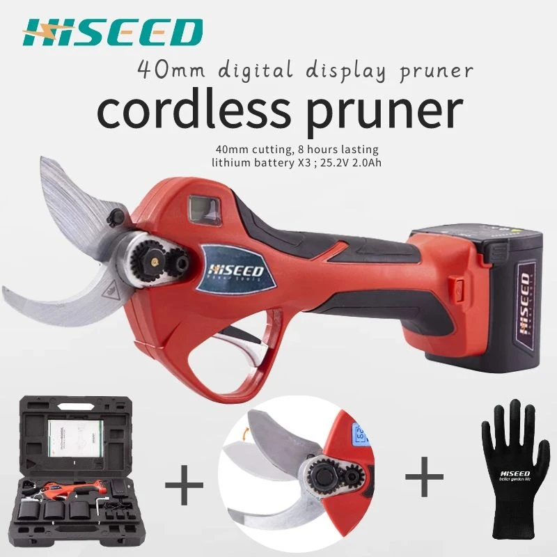 Details about   3cm Pruning Shears Battery Powered Cordless Electric Branch Scissors w/2 Battery 