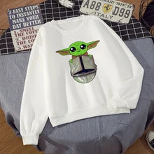 

Yoda Baby Cute Hoodies Women Mandalorian Oversize Streetwear White Sweatshirt Tops Crop Teens for Girls Long Sleeve Pullover