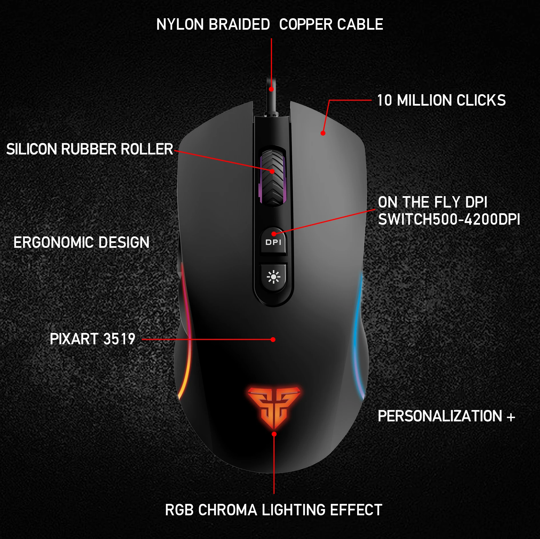 Pаспродажа FANTECH X16 профессиональная игровая мышь 4200 dpi Регулируемая 6 Кнопка макро кабель мышь для геймера FPS LOL эргономичная мышь