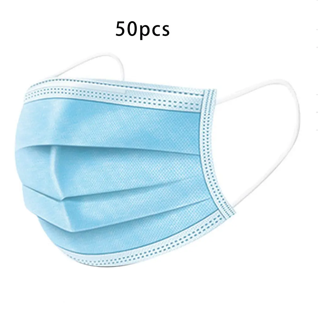 

3 Layer Dust Mask 50pcs Protection Sterile Mask Disposable Mouth Face Mask Facial Safety Protective Cover 50pcs