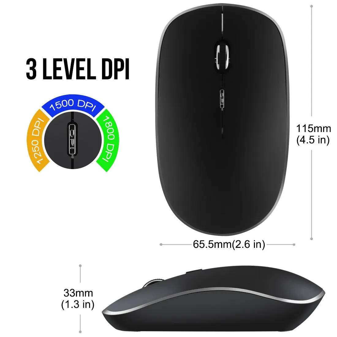 2.4G Slim Silent Wireless Computer Mouse With Nano Receiver 1800DPI Adjustable Optical Mouse Silent Click For PC Laptop wireless mouse