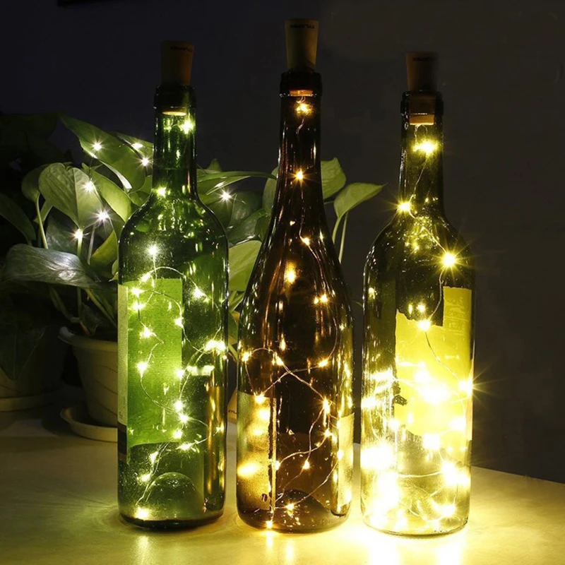 Рождественские украшения для дома 1 м 2 м сказочные мини гирлянды светодиодный светильники в форме винных бутылок медная проволока новогодний декор