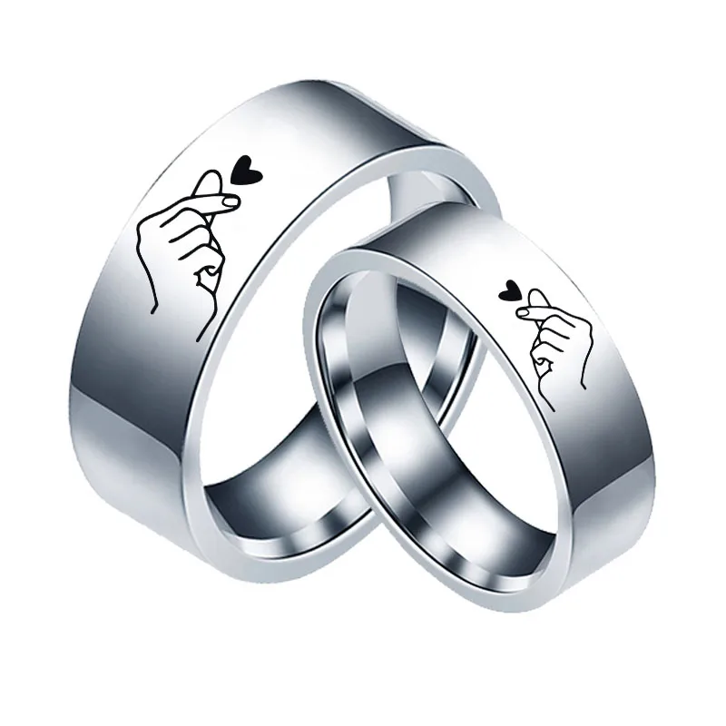 

Creative Fashion Lettering Stainless Steel Ring Romatic Design Heart Wedding Couple Valentine's Day Anniversary Gift Jewelry